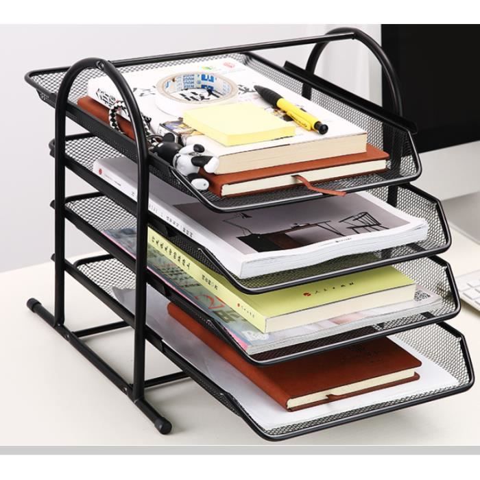 Banette de bureau Noir Corbeille de bureau en métal Grand Trieur à papiers  Porte à magazine Classeur dossiers Organisateur document - Cdiscount Maison