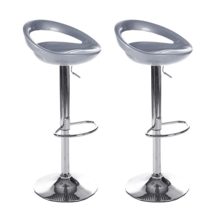 Tabourets de bar - ABS gris - Pivotante et Réglable - Lot de 2