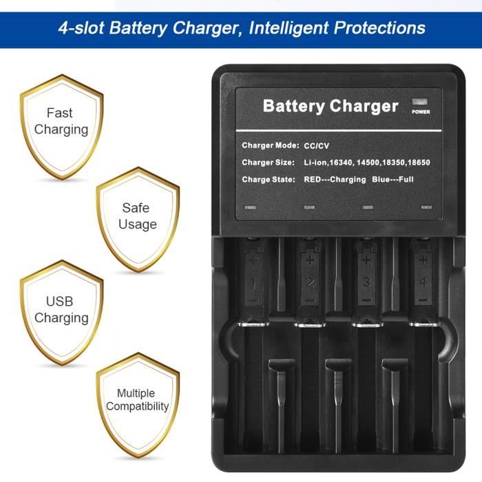 YINETTECH Lot 2 Chargeurs Batterie Lithium 18650 5V 2.4A – Module USB Double Avec LCD Protection