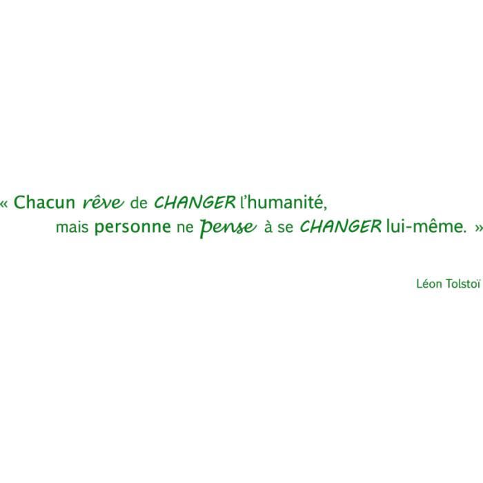 Stickers Citation Changement Leon Tolstoivert 34 9 X 180 Cm Cdiscount Maison