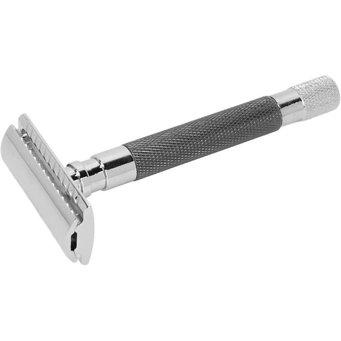 Rasoir De Sécurité Réglable Double Tranchant - Alliage De Zinc Argenté, Neuf, Longueur 10,2 Cm
