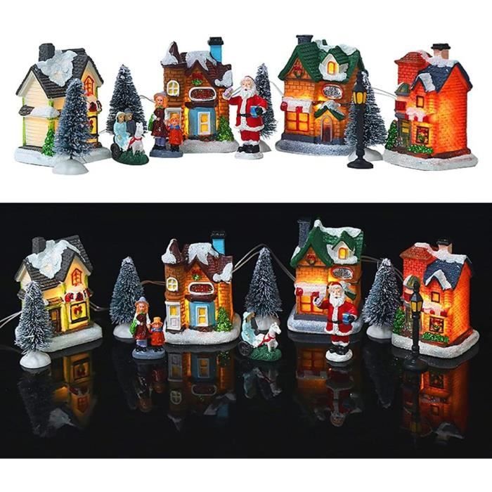 Décorations de Noël - Village De Noël - Maison Lumineuse LED - 4 Pièces - Résine - Intérieur