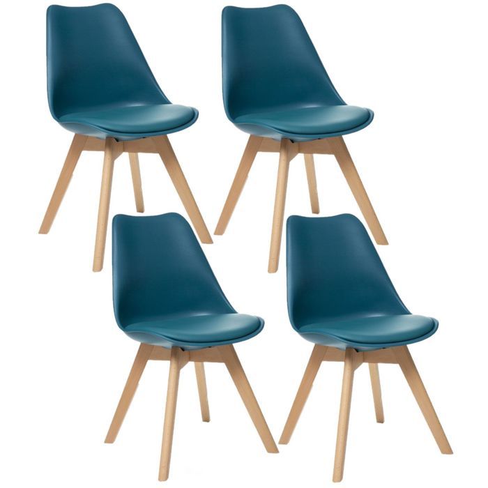 Toilinux - Lot de 4 Chaises design scandinave Baya - Bleu canard Toilinux - Lot de 4 Chaises design scandinave Baya - Bleu canard