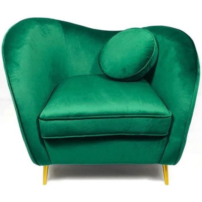 fauteuil en velours vert avec pieds en métal doré - legend