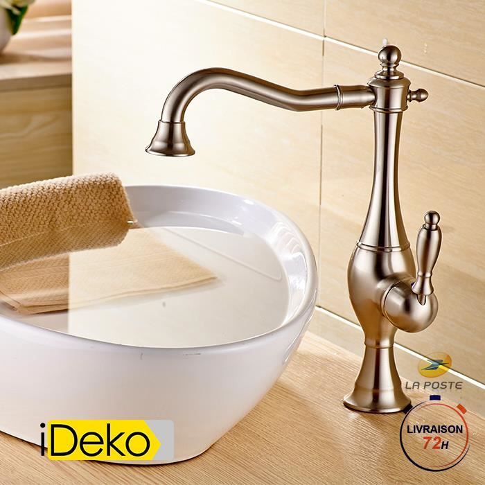 IDeko® Robinet cuisine robinet salle de bain rétro – style nickel brossé