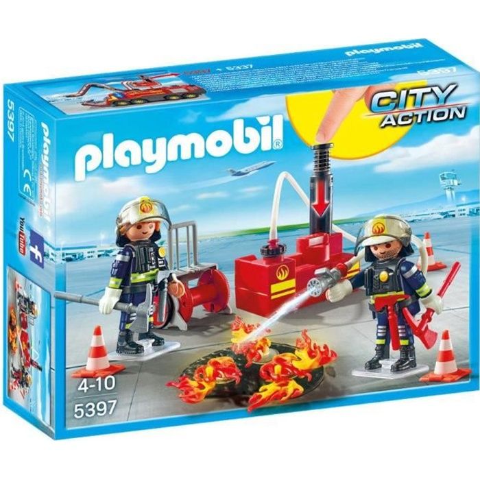 PLAYMOBIL - City Action - Pompiers avec Matériel d'Incendie - Jouet pour Garçon de 4 ans et plus