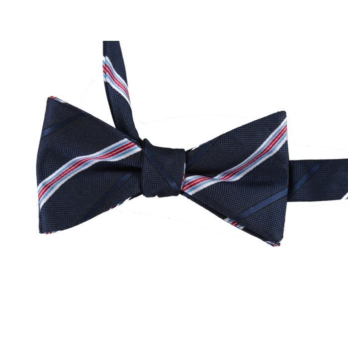 Ensemble de boutons de manchette et nœud papillon en soie tissée réglable pour homme Blanc Taille Unique