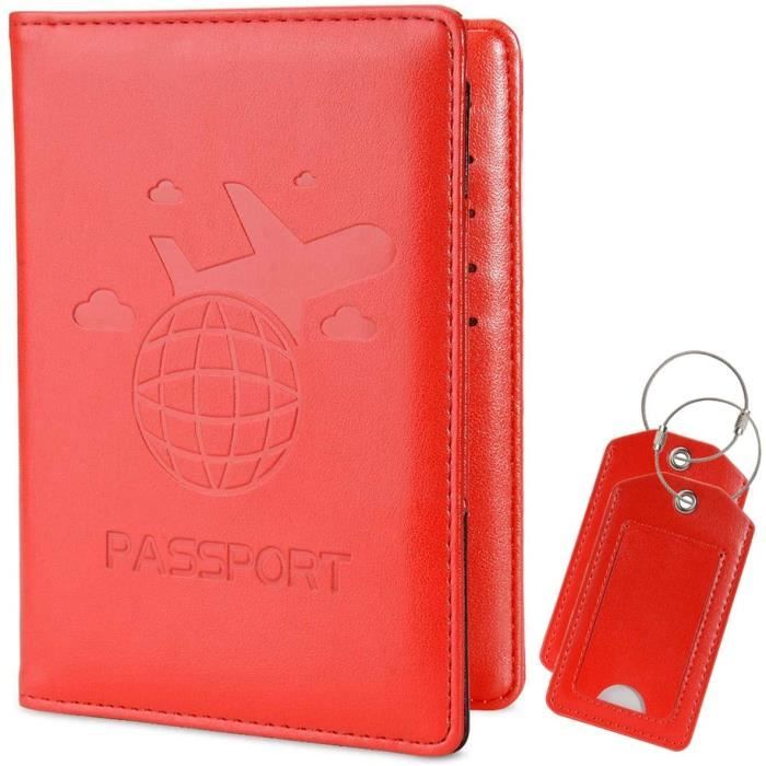 R TOOGOO Organisateur Housse Etui Protege-Passeport en Cuir Portefeuilles Passport Holder-Bleu Porte-Passeport en Cuir 