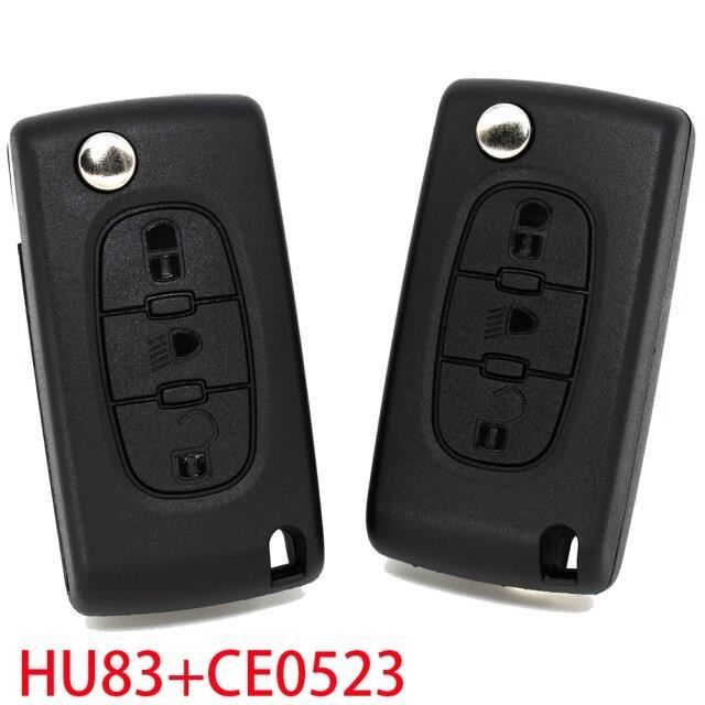 Coque de clé de voiture pour Peugeot, étui de remplacement Fob Expert à 3 boutons, lame HU83 CE0523 207 307 308 3008 500*QK3582