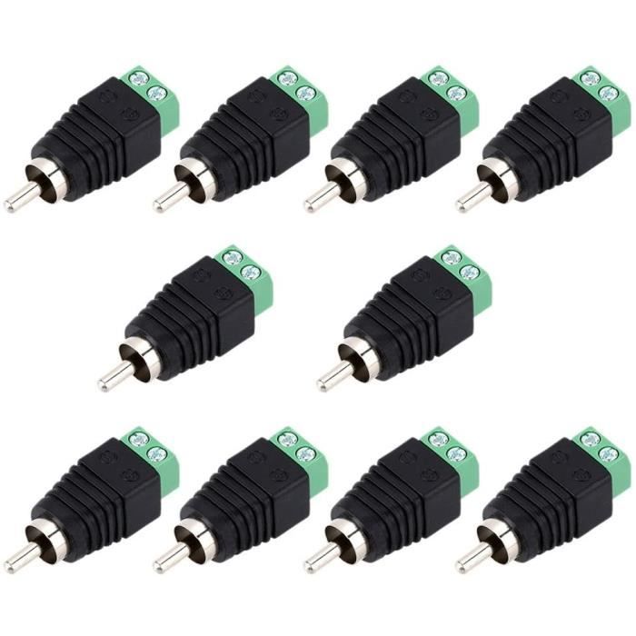 EIZZ EZ-201 Connecteurs RCA Argent 8mm Noir (La paire