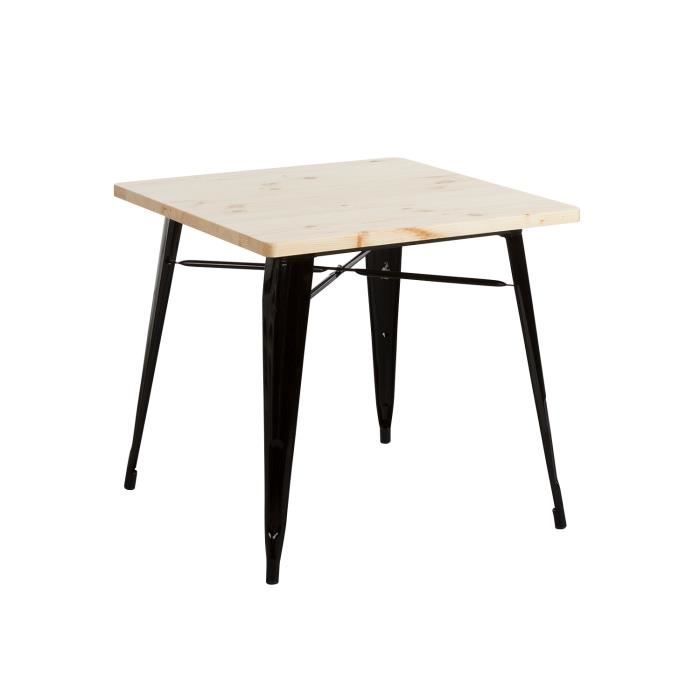 table de salle à manger carrée en bois de fer 80x80x74cm thinia home