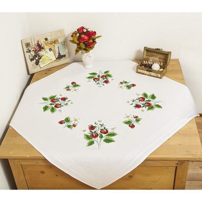 Kamaca Kit De Broderie Nappe Au Point De Croix Motif Lapins Et Cerfs Pré-imprimé En Coton à