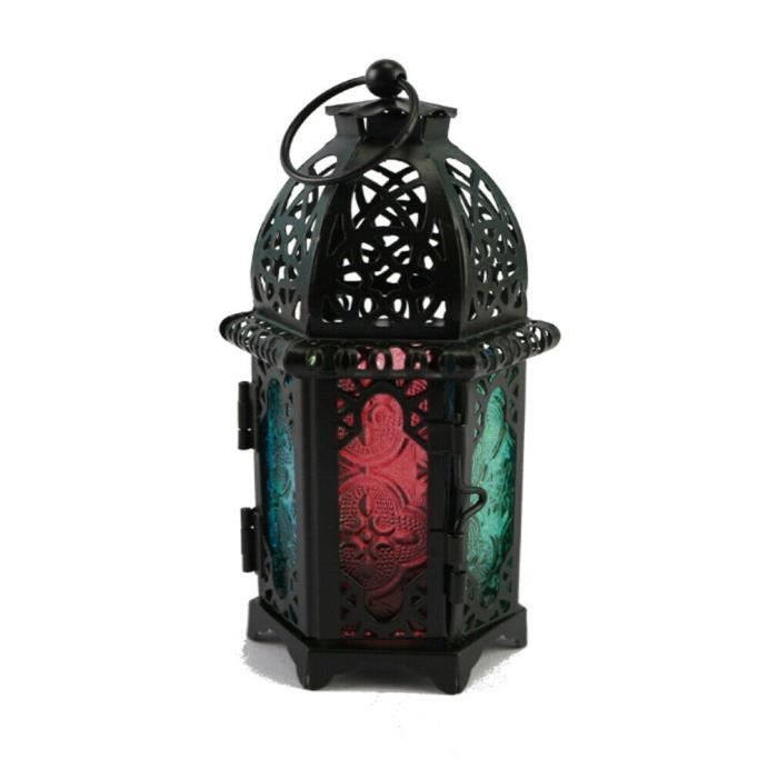 Bougeoir Lanterne D'extérieur En Métal Noir - 14x14x37 Cm, Design Pilier, Pour Toutes Occasions