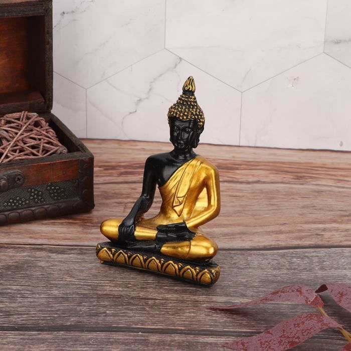 Zjchao Bouddha Du Jardin Zen Accessoires De Table De Sable Statue De Bouddha En Resine Asie Du Sud Est Ornement Or Cdiscount Maison