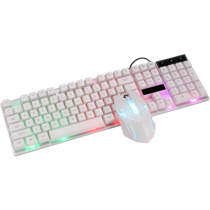 Clavier et souris sans fil clavier lumineux ergonomique LED Gaming