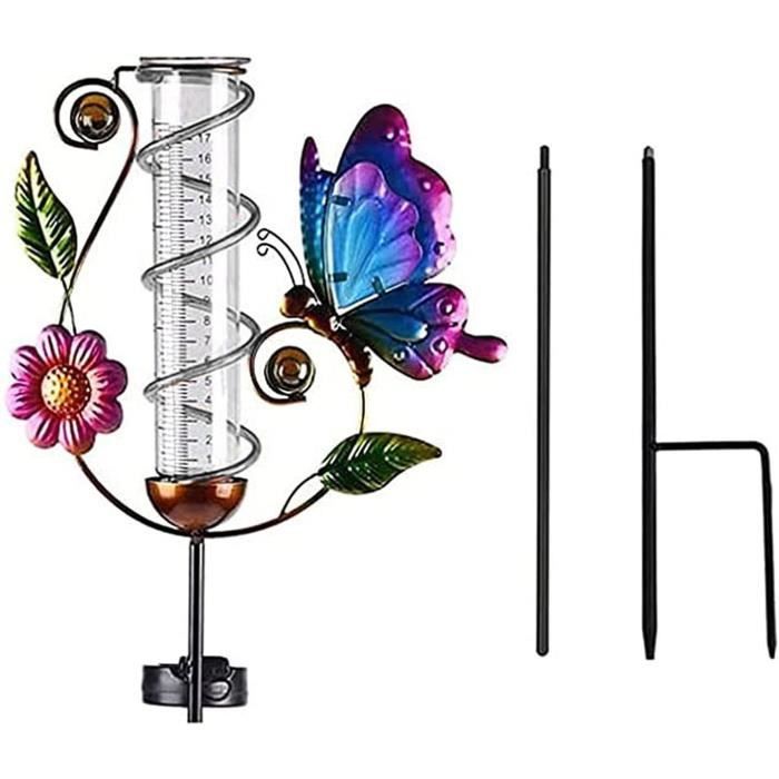Pluviomètre En Spirale En Verre Avec Support Métal - Capacité 17,8 Cm, Pour Jardin, Ornithologie - Décoration Fonctionnelle Et élégante