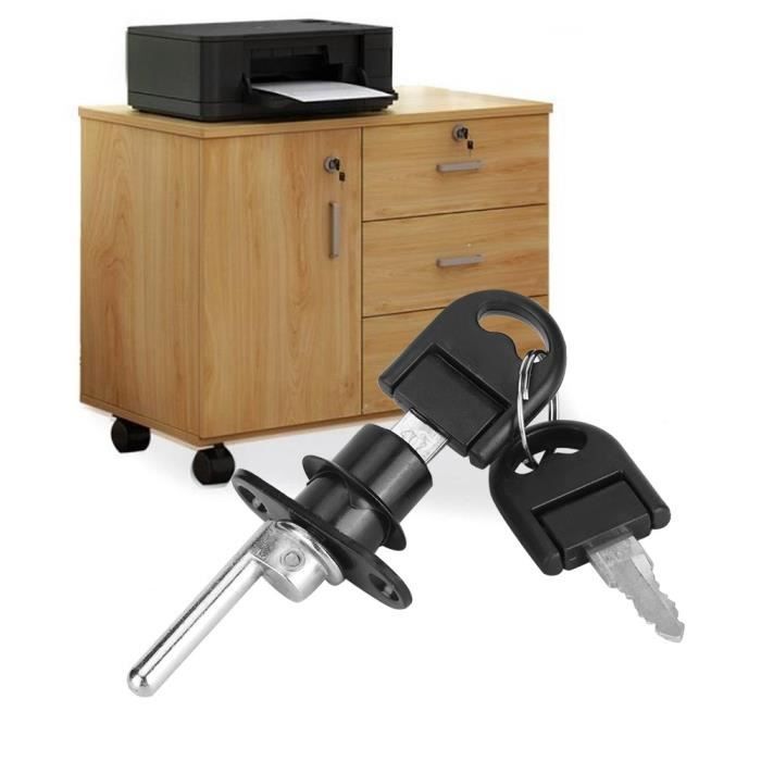 Qiilu Serrure de classeur 2Pcs Serrure avec Clés pour Meubles Tiroir Armoire Bureau Sécurité (16mm Tête Noir)
