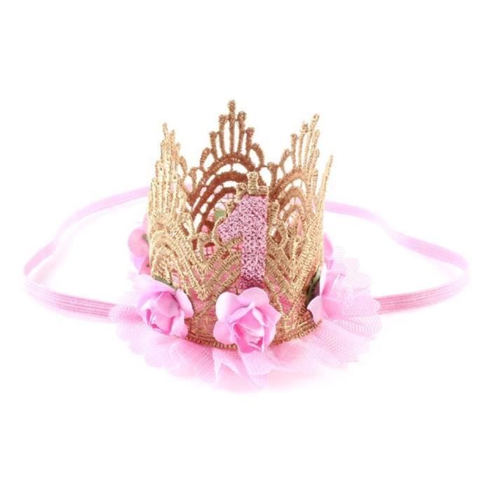 Chapeau Deguisement Couronne Pour Bebe Premier Anniversaire Avec Des Fleurs Roses Couvre Chef En Dentelle Avec Type Rose Cdiscount Jeux Jouets