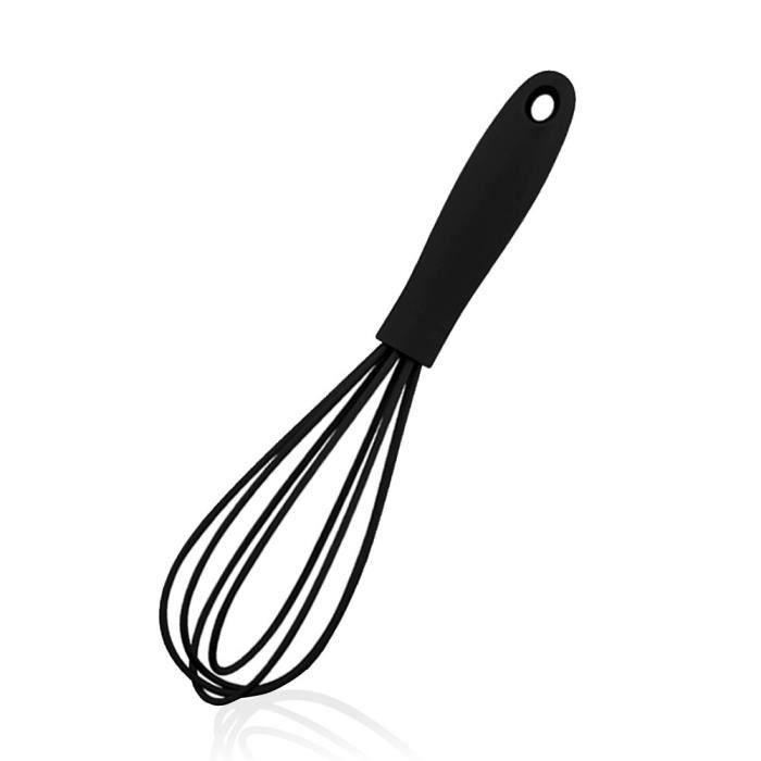 Mini Fouet En Silicone Noir 17 Cm - Antiadhésif, Pour Battre œufs, Mélanger Pâtes, Résistant à La Chaleur, Facile à Nettoyer