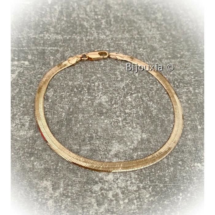 Bracelet Maille Rectangle Plaqué Or 18 Carats - Fermoir Mousqueton - Tata Gisèle