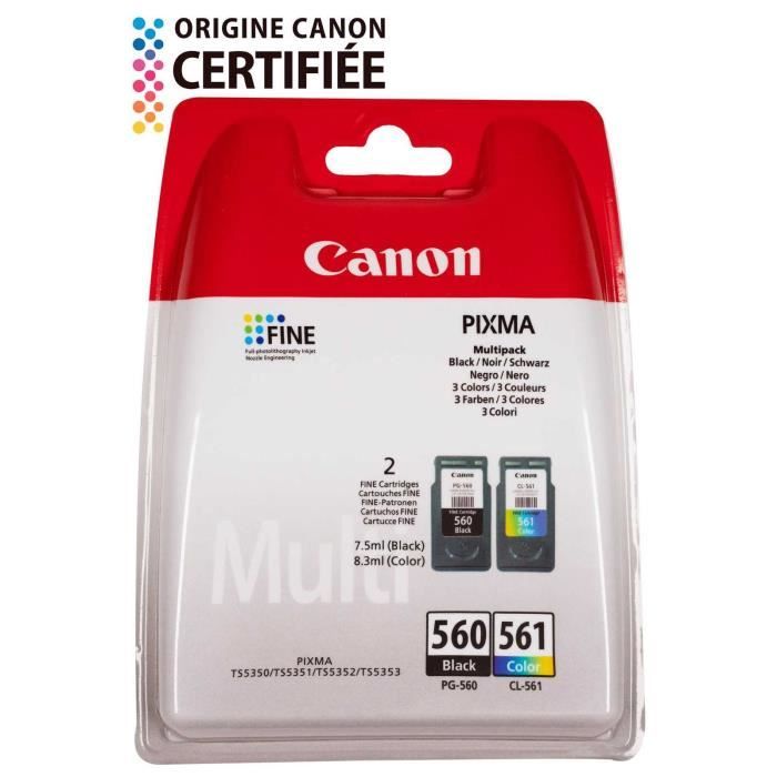 Pack 2 Cartouches d'encre Noir et Couleur pour imprimante Canon