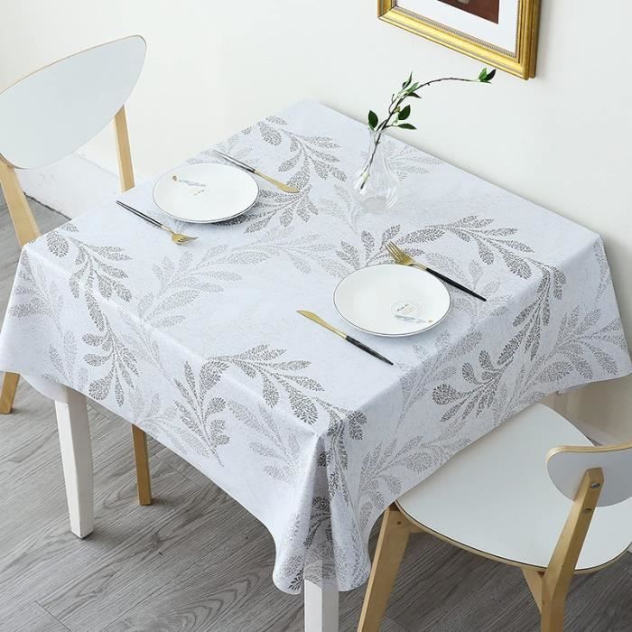 Nappe Ronde PVC Élastiquée 90x110cm - Imperméable Et Résistante Aux Taches - Gris Pour Intérieur/Extérieur