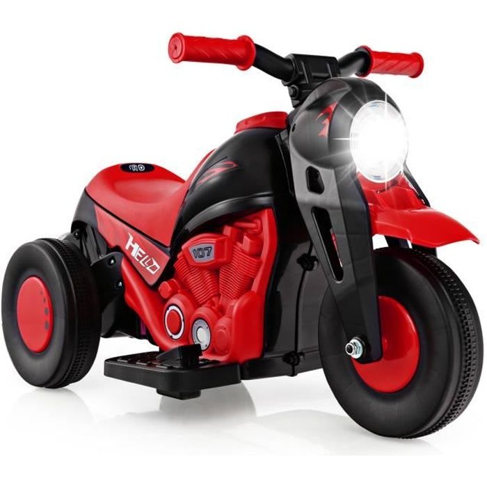 costway moto électrique 6v pour enfants avec machine à bulles - 3 roues, scooter avec klaxon, musique et lumières, 3 ans +, rouge
