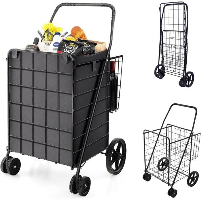 OMABETA Caddie pliable Chariot de courses pliable pour personnes âgées,  chariot à légumes avec roues pivotantes deco linge