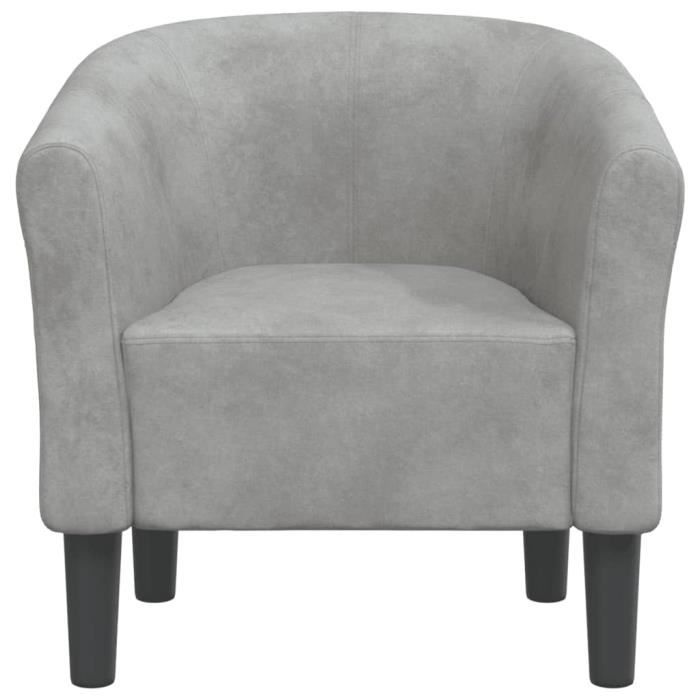 Fauteuil cabriolet - CUQUE - CQ019 - Velours gris clair - 70 x 56 x 68 cm - 1 place