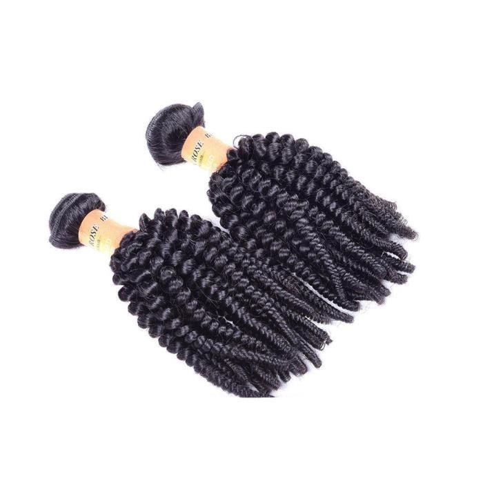 30 Boules Cheveux Brésiliens Kinky Curly - Noir - Pour Tissage Ou Extensions