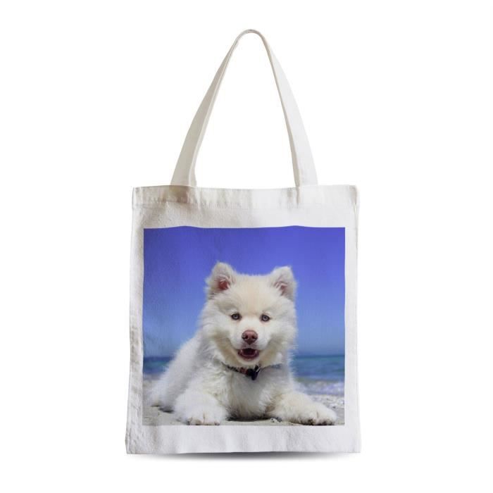 Grand Sac Shopping Plage Etudiant Spitz Petit Chien Blanc De Race Chiot Bebe Mignon Plage Cdiscount Bagagerie Maroquinerie