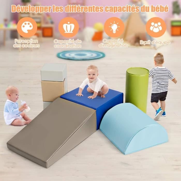 GOPLUS Blocs de Construction Sûr et Doux Kit de 6 Pièces pour Jouer et GrimperJouet Éducatif pour Maison Maternelle (Trapèze
