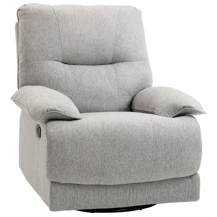 Fauteuil de relaxation - HOMCOM - fauteuil relax salon aspect lin inclinable manuellement moderne - bois lin - gris clair