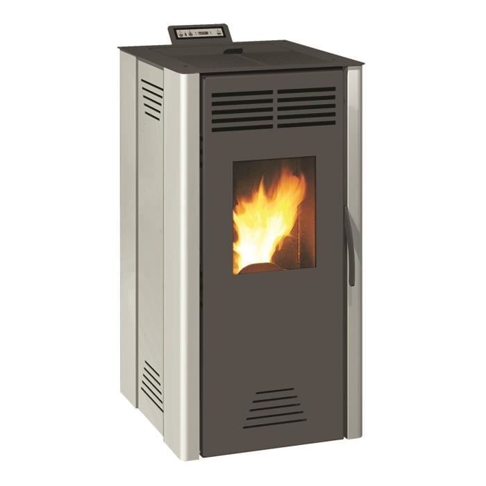 INVICTA Serino 7 Poele a granules modulable de 3 1 a 7 kW Acier Rendement 90 Autonomie 8 21h Flamme verte 6 Gris Cdiscount Bricolage