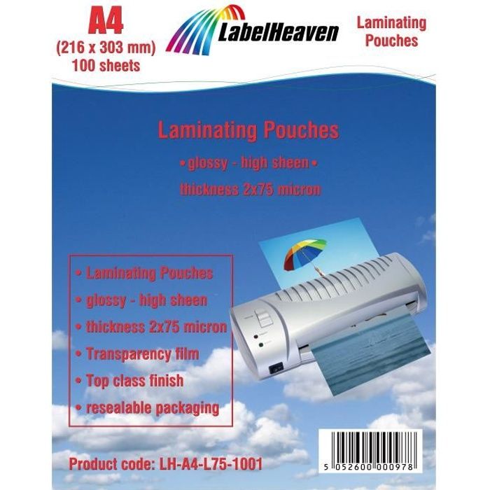 Leitz Paquet de 25 Pochettes de plastification à chaud UDT 80 microns A4 Brillant Transparent 