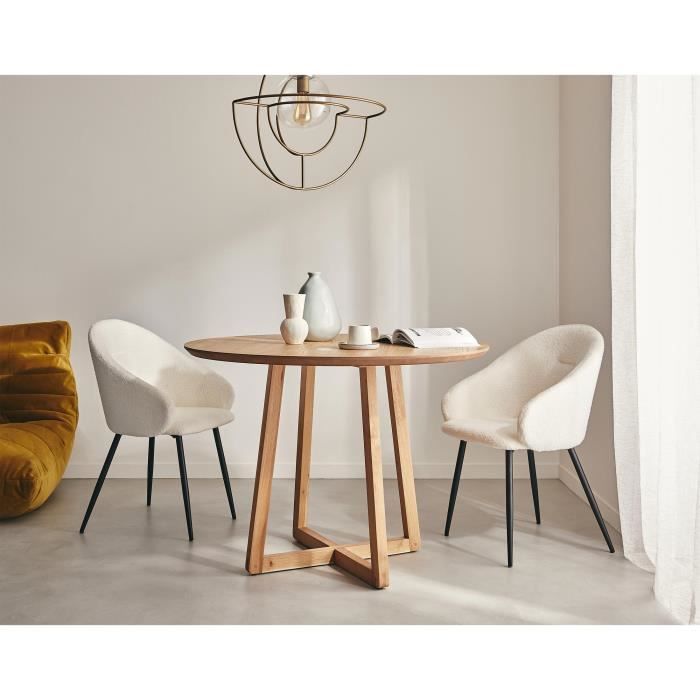 table à manger ronde estrella - bois - 110 cm - lisa design - contemporain