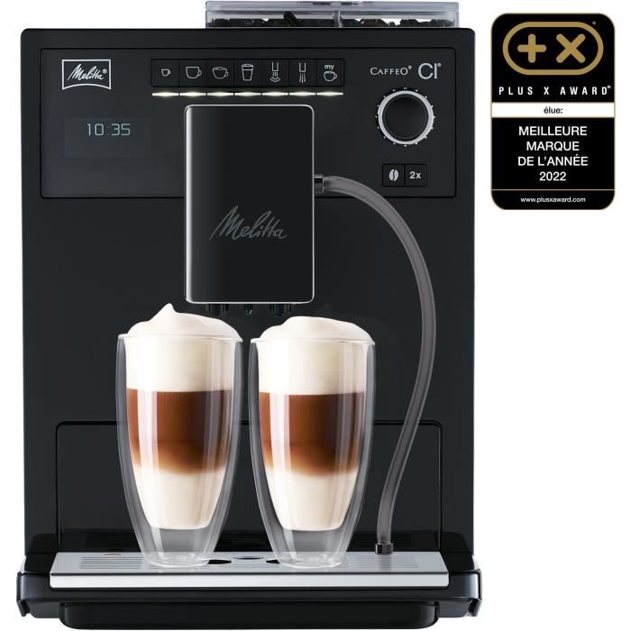 Machine à café espresso CI MELLITA E970-003 - Pure Black - 4 intensités de café - 3 réglages possibles du moulin conique en acier