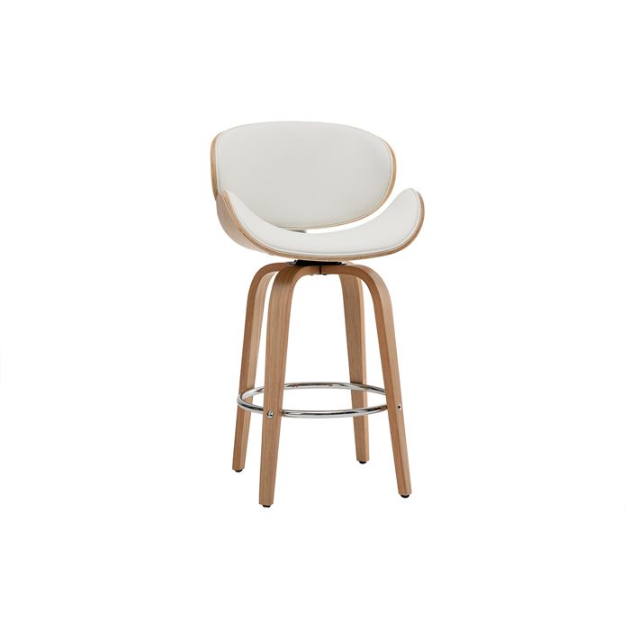 Miliboo - Tabouret de bar pivotant blanc et bois clair 65 cm pivotant 360° WALNUT Miliboo - Tabouret de bar pivotant blanc et bois clair 65 cm pivotant 360° WALNUT