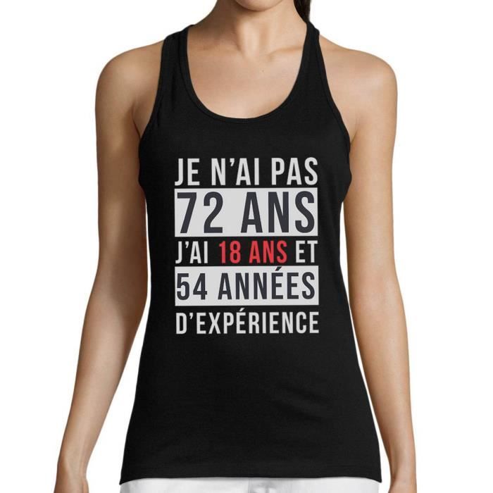 Je N Ai Pas 72 Ans J Ai 18 Ans Et 54 Annees D Experience Debardeur Femme Anniversaire Age T Shirt Sans Manche Idee Cadeau Categ Noir Cdiscount Pret A Porter