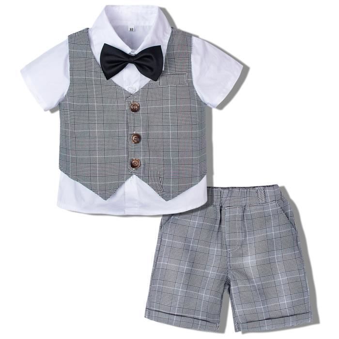 Tenue Bebe Garcon Bapteme Costume Nouveau Ne Gentilhomme Mariage Smoking Bambin Anniversaire Fete Ensemble Gris 2 Cdiscount Pret A Porter