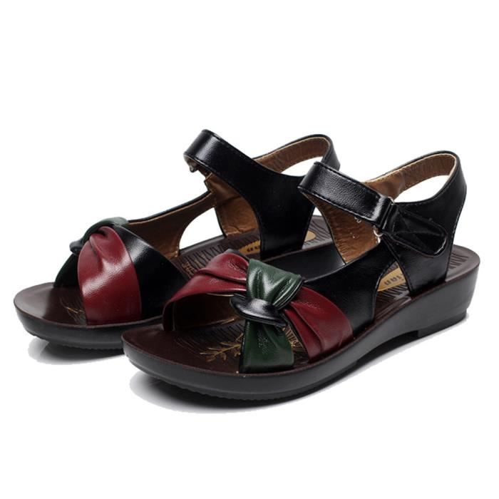 chaussures de mode dames chaussures cuir noeud sandales confort Sandales d’été 