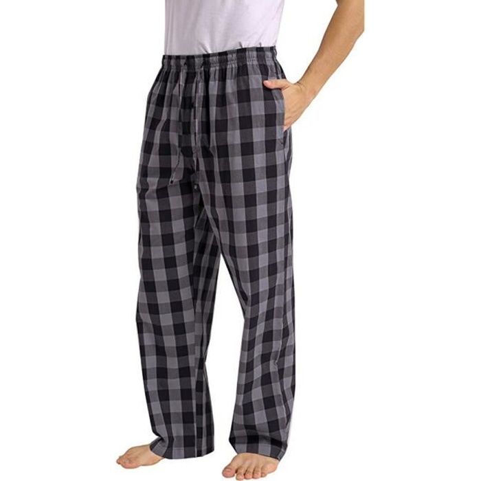 Ensembles de Pyjama Homme Doux été Manches Courtes Pantalon Pyjama Carreaux avec Poches Vêtement de Nuit pour Homme Vlazom Pyjama Homme Court