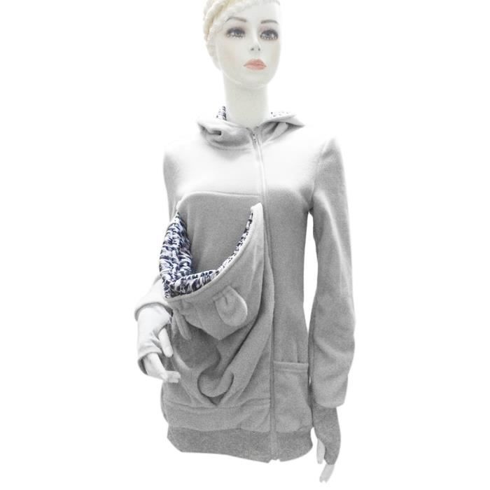 Maternite Sweats Avec Poche Porte Bebe Pulls Molletonnes Epaissir Le Manteau De Velours Chaud Gris Achat Vente Sweatshirt Soldes Cdiscount