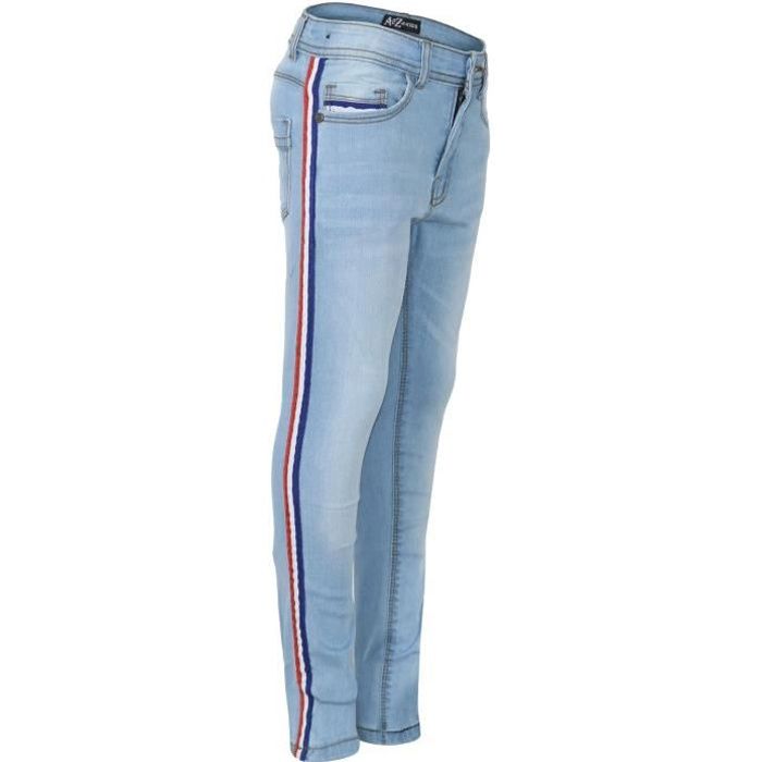 Enfants Garçons maigre Jeans Denim Contraste scotché Extensible Coupe ajustée Pantalons 5-14 Ans