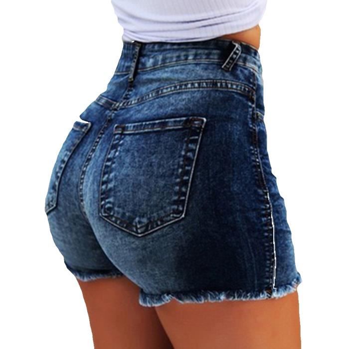 Short en denim de lyocell - Taille régulière - Courte - Bleu denim