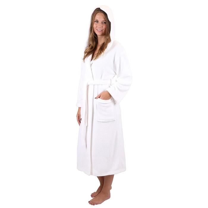 Peignoir D Interieur Peignoir De Bain A Capuche Pour Femme Et Homme Tailles S Xxl Taille Xxl Blancxxl Blanc Cdiscount Maison