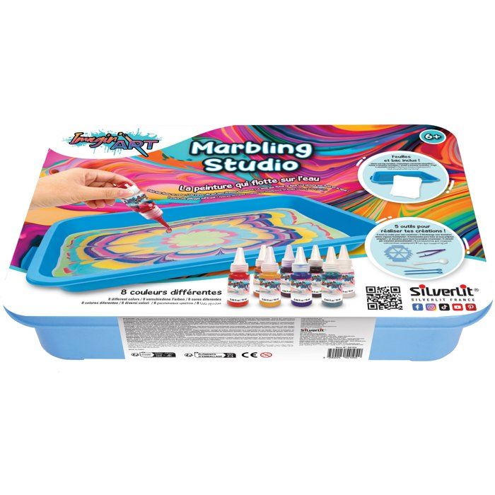 Silverlit Kit de peinture marbrée avec poudre magique - Imagin’Art - Marbling Studio