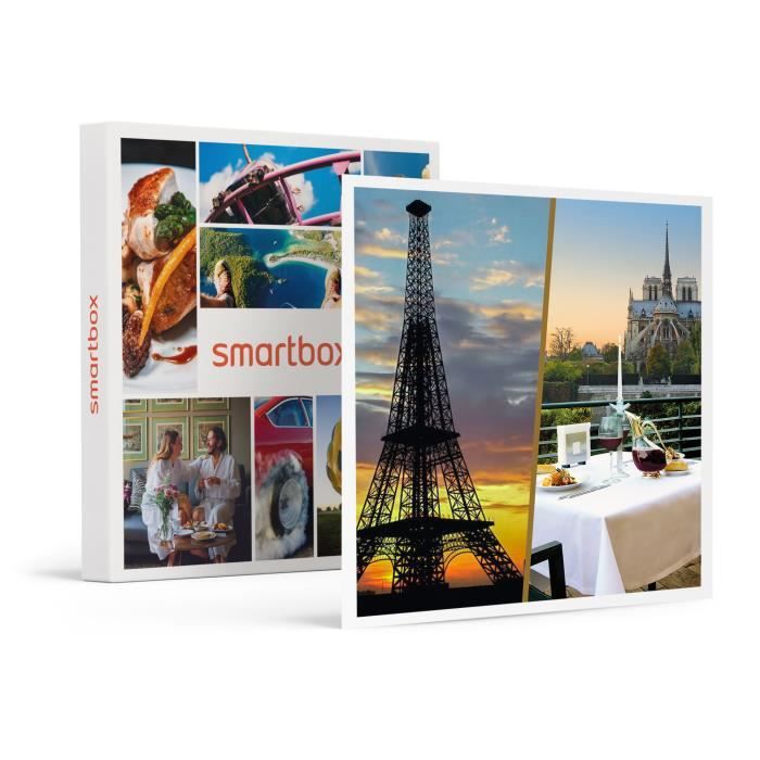 SMARTBOX - Paris en duo : visite de la tour Eiffel et dîner romantique avec vin ou champagne - Coffret Cadeau | 2 billets adulte pou