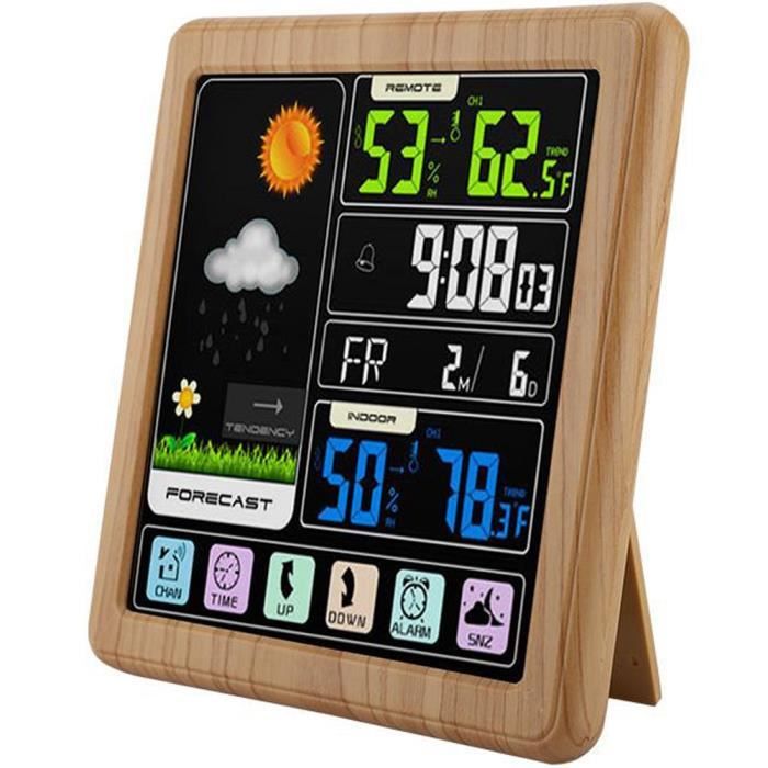 HITECHLIFE Thermometre Interieur Exterieur sans Fil Station Meteo avec Date Température Humidité Baromètre Alarme Phase de la Lune Horloge météo HITECHLIFE Thermometre Interieur Exterieur sans Fil Station Meteo avec Date Température Humidité Baromètre Alarme Phase de la Lune Horloge météo