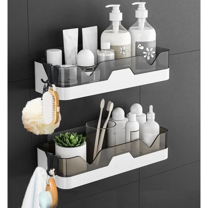 Lot De 2 Étagères De Douche Sans Perçage EigPluy - Organisateur Murale Avec Porte-Savon Et Crochets - Idéal Salle De Bain
